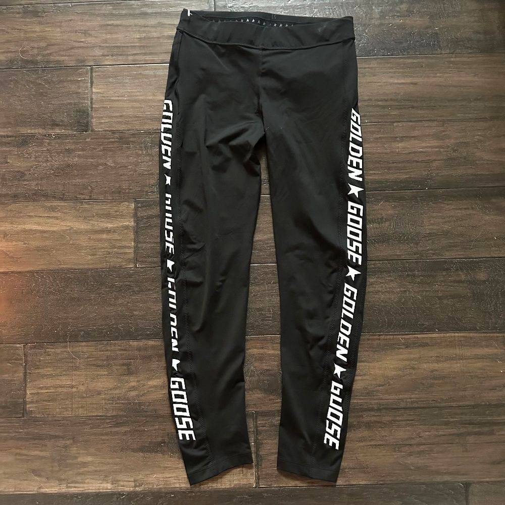 GOLDEN GOOSE Side Logo Black Sport Leggings Sz XS/S NWT $270!!